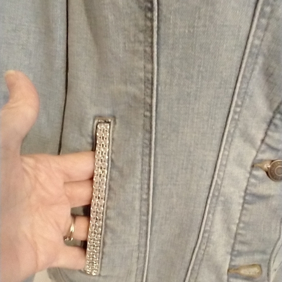 Upcycled Jean denim xs Western style  cowgirl star studded handcrafted chambray - Picture 7 of 13